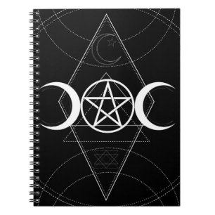 Drievoudige Maan Luna Geometrie Pentagram Wicca He Notitieboek