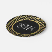 Drievoudige monogrammen van het zwarte en goudkleu papieren bordje (Gekanteld)