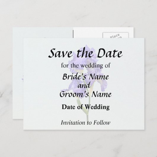 Drievoudige Paarse Iris Aankondigingskaart (Voorkant / Achterkant)