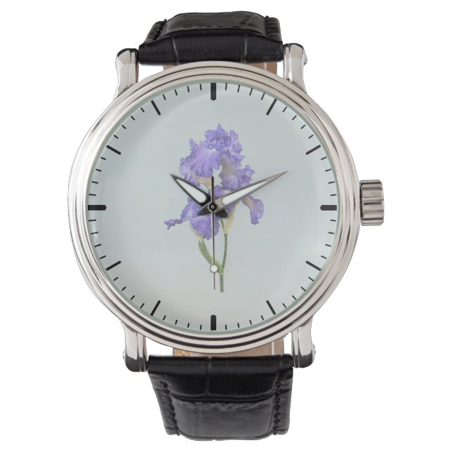 Drievoudige Paarse iris Horloge (Voorkant)
