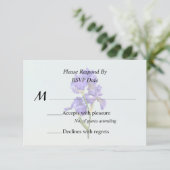 Drievoudige Paarse Iris RSVP Kaartje (Staand voorkant)