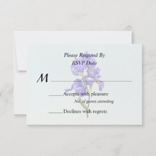 Drievoudige Paarse Iris RSVP Kaartje