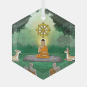 Drievoudige Pareltjes: Boeddha, Dharma, Sangha Orn Glas Ornament (Voorkant)