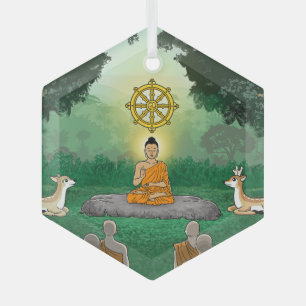 Drievoudige Pareltjes: Boeddha, Dharma, Sangha Orn Glas Ornament