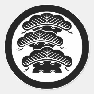 Drievoudige pijnboom met arashi L in cirkel Ronde Sticker