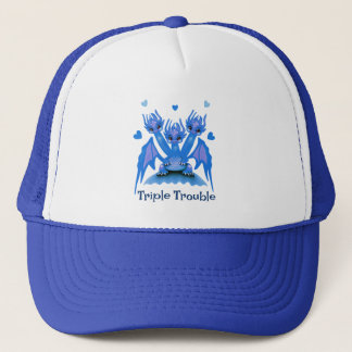 Drievoudige Problemen Schattige Blauwe Driekoppige Trucker Pet