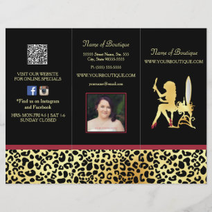 Drievoudige productprijsbrochure FAUX Gold Leopard