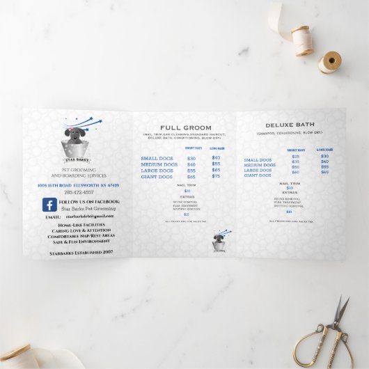 Drievoudige promotiekaart voor huisdierverzorgers drieluik kaart (Binnen)