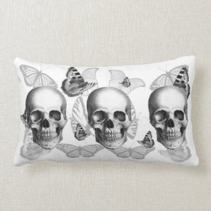 Drievoudige Skulls en vlinders lumbool gooien kuss Kussen