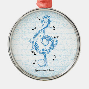 Drievoudige sleutel blauwe krulwerk sol noot sleut metalen ornament