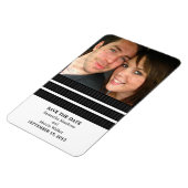 Drievoudige Stripe foto Save the Date Magnet, Ebon Magneet (Linkerzijde)