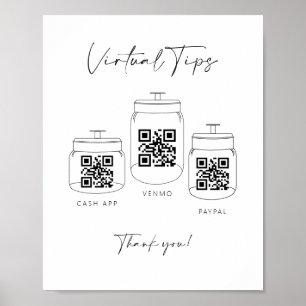 Drievoudige tip Jar Scan QR Code Cash App Payment Poster