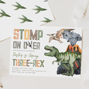 Drievoudige uitnodiging van Dinosaur Birthday