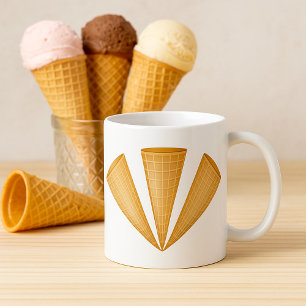 Drievoudige Waffel Ijsje Kegel Zomer Dessert Koffiemok