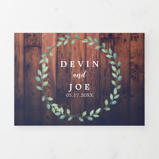 Drievoudige Waterverf Greenery Wedding Invitation Drieluik Uitnodiging (Cover)