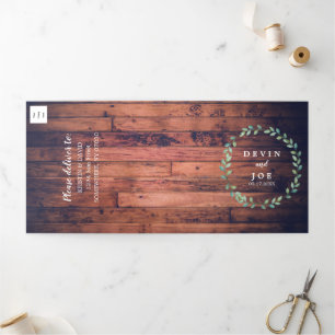 Drievoudige Waterverf Greenery Wedding Invitation Drieluik Uitnodiging