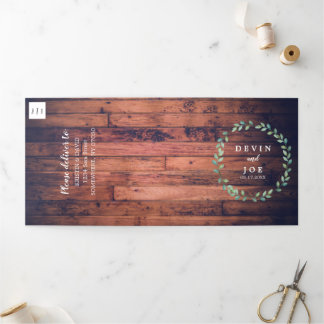 Drievoudige Waterverf Greenery Wedding Invitation Drieluik Uitnodiging