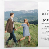 Drievoudige Waterverf Greenery Wedding Invitation Drieluik Uitnodiging (Binnenzijde eerst)