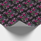 Drievoudige zwarte dag van de dode schedels roze r cadeaupapier (Hoek)