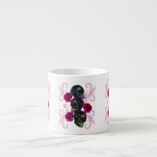 Drievoudige zwarte dag van de dode schedels roze r espresso kop
