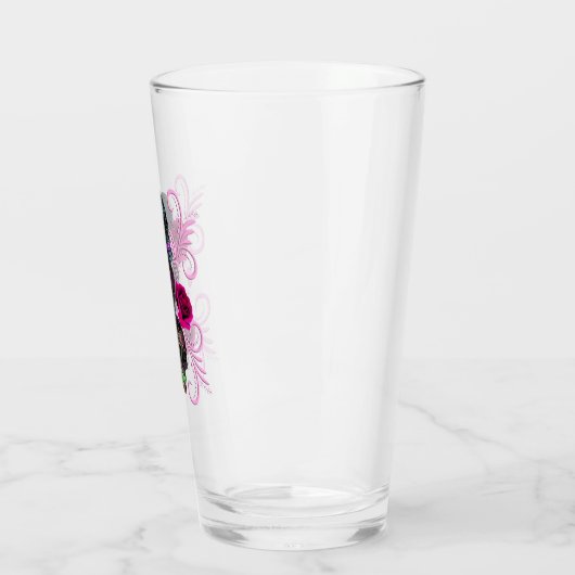Drievoudige zwarte dag van de dode schedels roze r glas (Links)