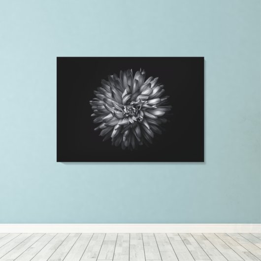 Driewerende bloemen in zwart-wit 20 canvas afdruk (Insitu (Houten vloer))
