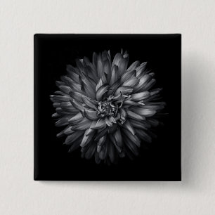 Driewerende bloemen in zwart-wit 20 vierkante button 5,1 cm