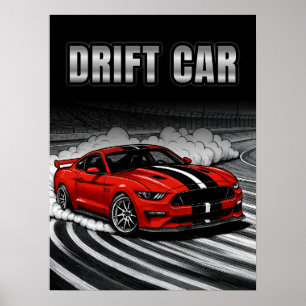 Drift Auto Rood Spier Poster