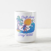 Drift Away & Stay Wild - Neon Surfer-vibes Koffiemok (Center)