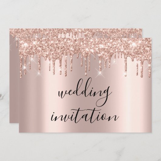 Drift Black Spark Wedding Bridal Roos Gold Kaart (Voorkant / Achterkant)