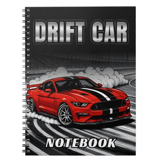 Drift Car Red Muscle Notebook Notitieboek (Voorkant)