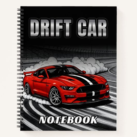Drift Car Red Muscle Notebook Notitieboek (Voorkant)