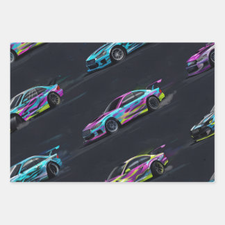 Drift-Car-Wrapping-Paper Inpakpapier Vel