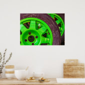 Drift race auto wielen bij dozen poster (Keuken)
