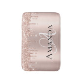 Drift Roos Gold Blush Glitter Name Monogram Badmat (Voorkant Verticaal)