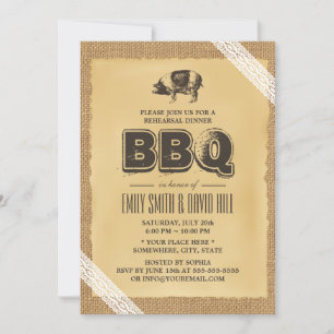 drift voor Burlap en Lace BBQ voor repetitie Kaart