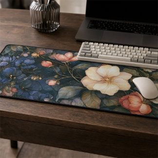Driftige Navy Tuin met Blush en Ivoor Bloemen Bureaumat