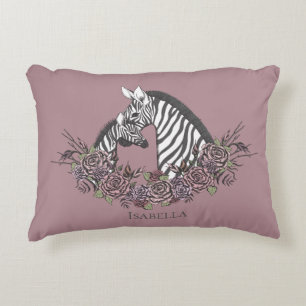 Driftige Paarse Zebra Handgetekend Accent Kussen