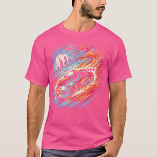 Drifting Car Burnout Retro Street Car Racing Art M T-shirt