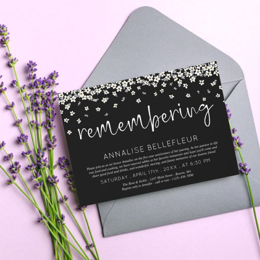 Drifting Flowers Herinnering Jubileum dood Kaart