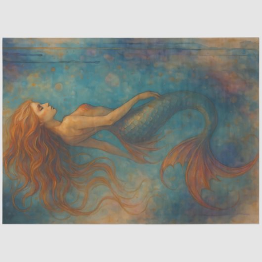 Drifting Siren – Flowing Tail Mermaid Fantasy Tissuepapier (Voorkant)