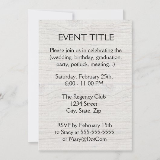 Driftwood achtergrond kaart (Voorkant)