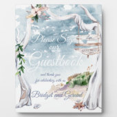 Driftwood Arbor Beach Wedding Guestbook Fotoplaat (Voorkant)