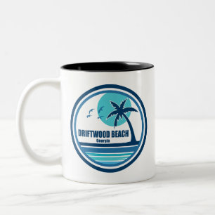 Driftwood Beach Georgia Palmen Vogels Tweekleurige Koffiemok
