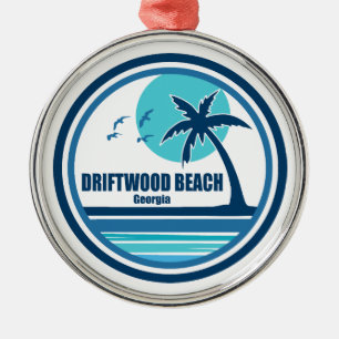 Driftwood Beach Georgia Palmenboom Vogels Metalen Ornament