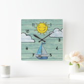 Driftwood Beach klok met cijfers. Jade Medium (Huis)