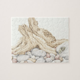 Driftwood en keistenen keramisch tapijtenpuzzel legpuzzel