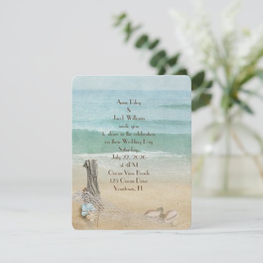 driftwood en zeemansbruiloft kaart (Staand voorkant)