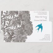 Driftwood  Flower and Aqua Bird Wedding Kaart (Voorkant / Achterkant)