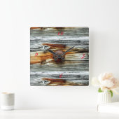 driftwood grijze planken Thunder_Cove Vierkante Klok (Huis)